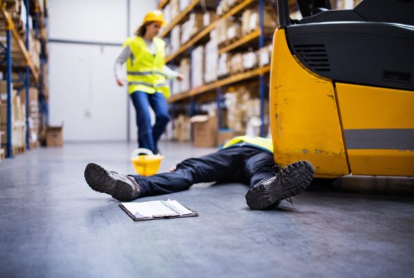 Worker coming over to aid an injured worker.